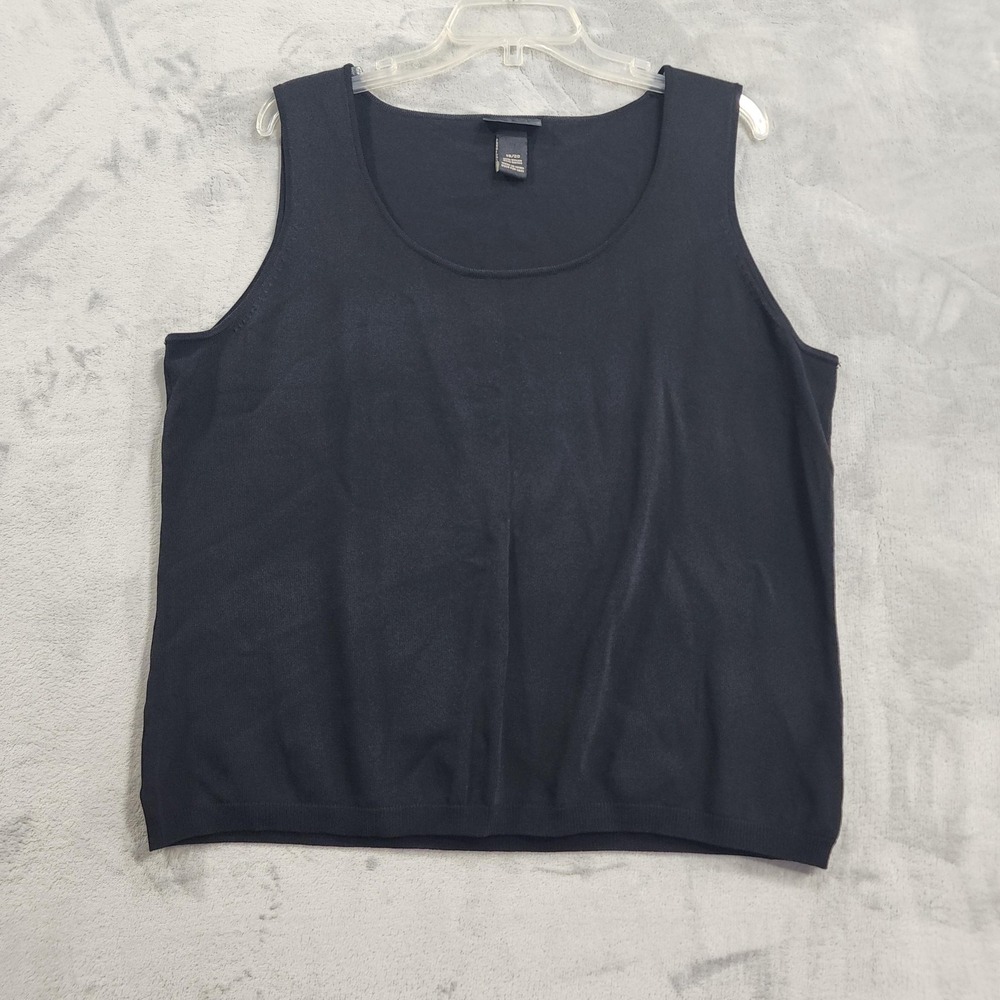 Lane Bryant Top Women 18/20 Black Scoop Neck Sleeveless Stretch Knit Tank Casual